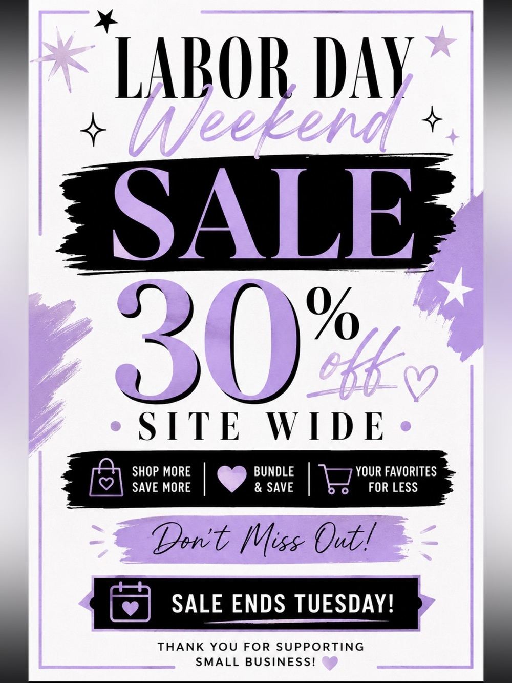 Labor Day Weekend Sale - 30% Off Sitewide